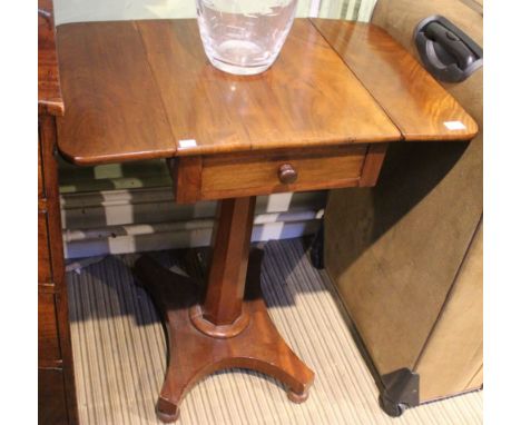 A nineteenth century mahogany pillar Pembroke table fitted one draw on platform base top 46cm x 71cm extended