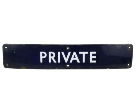 A British Rail (E) enamel doorplate 'Private', 9 x 45cm.