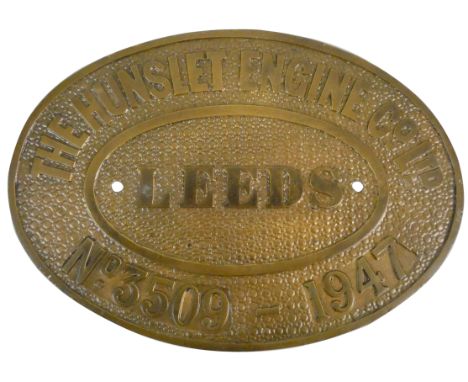 A works plate from The Hunslet Engine Co. 3509 1947, a standard gauge 0-6-0ST named "Astley and Supplied to Airdale Collierie