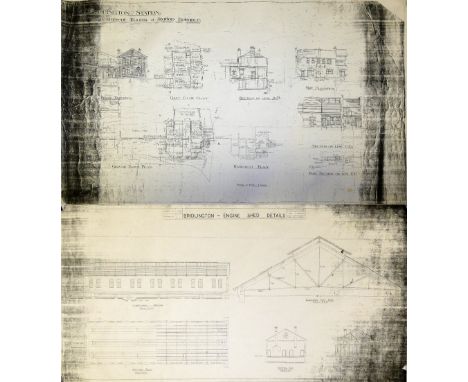 A photocopied engineer’s designs of Bridlington's Engine Shed details, hand drawn by A. R. B., plan No. 48.Y.HL.110, dated 15