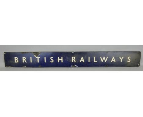 A British Rail (E) enamel sign 'British Railways', 128 x 14cm.