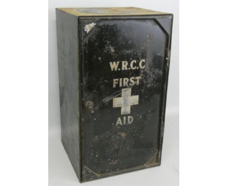 A West Riding County Council (W.R.C.C.) metal First Aid cabinet, with Chatham &amp; Sons Wolverhampton makers label, complete