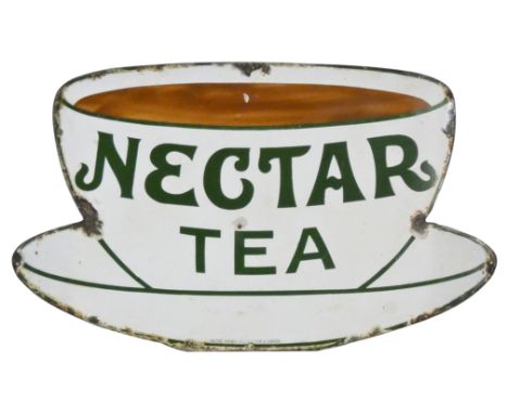 A vintage enamel single sided wall mounted sign for Nectar Tea, 53 x 32cm.