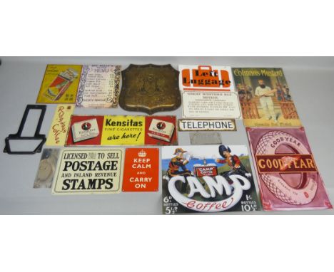 A vintage single sided enamel sign for Telephone, the reverse stamped 'J. B. &amp; S. Ltd', 7 x 28.5cm, together with an Aver