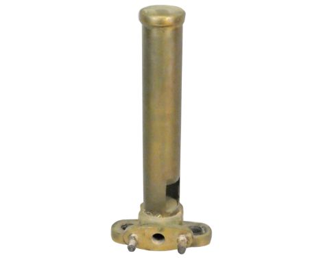 An LMS brass locomotive whistle (hooter) ex Stanier Class 5/8F, complete with pipe mounting flange, No. 25448, length 35cm.