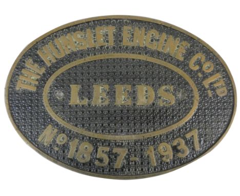 A works plate from Hunslet Engine Co. 1857 1937, a standard gauge 0-4-0 diesel 40/44hp supplied to John Baker and Bessemer, K
