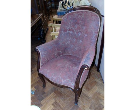 Victorian mahogany button-back fireside chair on front cabriole legs. Condition reports are not available for our Interiors S