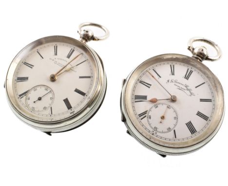 Silver open face pocket watch by J. Renwick, Preston , white enamel dial with Roman numerals and subsidiary dial to 6 'o' clo