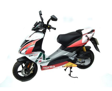 Aprilia SR 50 Alitalia Replica Colours Scooter 2011 , 49CC, Odometer reading: O miles. Currently registered SORN. With two ke