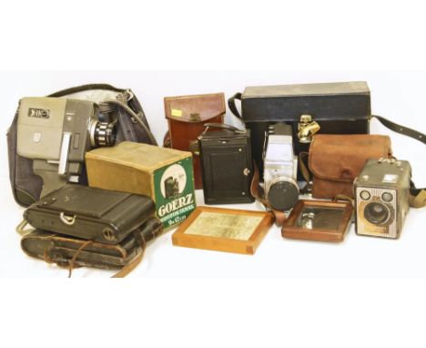 Tenex camera, Goerz 9x12cm frames and other cameras including Butcher's, Carbine, Bell Howell&nbsp;camera etc Condition repor