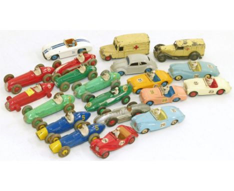 Twenty Dinky model racing and sports cars, to include numbers two 107, 108, 111, two of 109, 133, 181, 239, eight of 23 also 