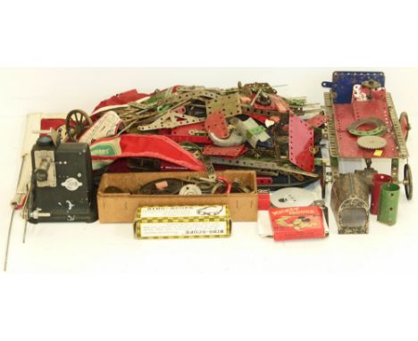 Collection of Meccano, (mainly green and red) also an Astor Junior projector and Mickey Mouse reel. Condition reports are not