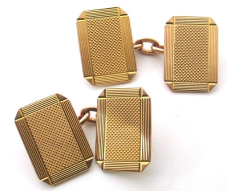9ct gold engine turned decoration pair of cufflinks. Condition reports are not available for our Interiors Sales.