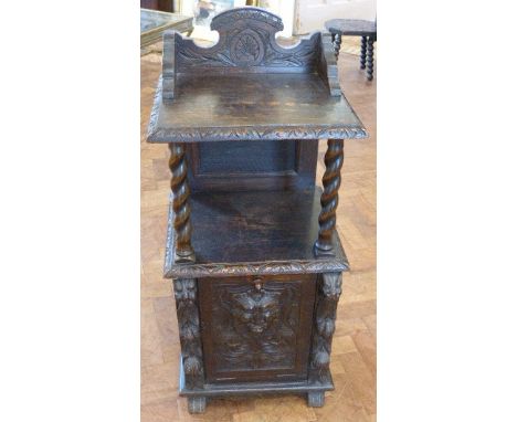 Early 20th century oak purdonium with barley-twist column supports and acorn finial knob. Condition reports are not available