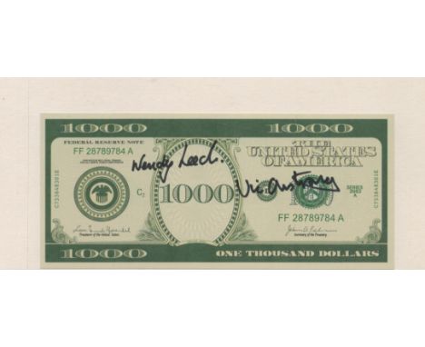 James Bond stuntmen Vic Armstong And Wendy Leech Signed James Bond $1000 prop note. Armstrong a 6-foot (1.8 m) Armstrong doub