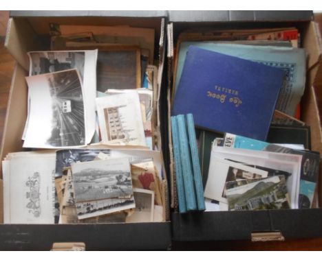 EPHEMERA   2 boxes, photographs, post cards, magazines etc.