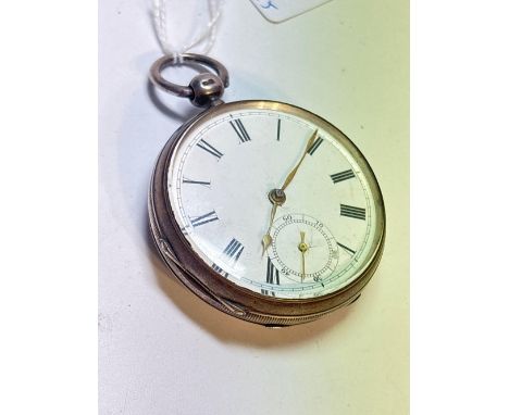 A gents silver open faced pocket watch with seconds dial