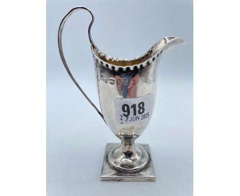 Another George III cream jug helmet shaped on square base 5.5 inches high London 1785 81g