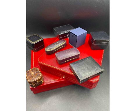 Four antique jewellery boxes together with three modern boxes one large jewellery box