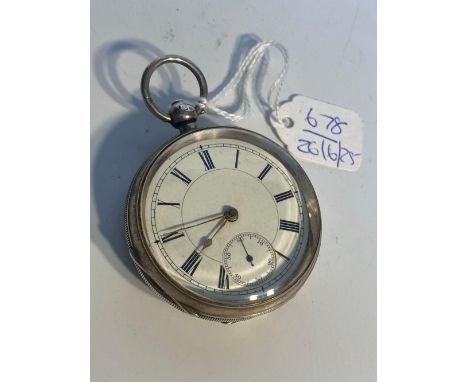 A gents silver open faced pocket watch with seconds dial
