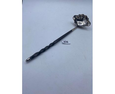 A toddy ladle shaped oval with whale bone handle London 1767