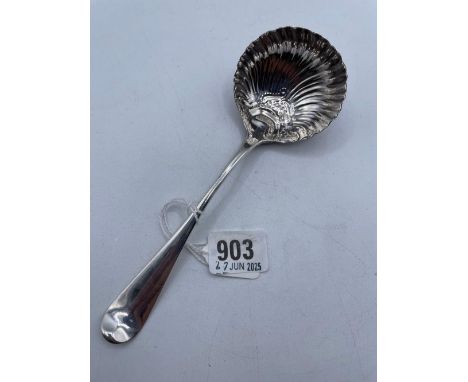 An early George III sauce ladle with shell shaped bowl London 1769 by GP query 54g