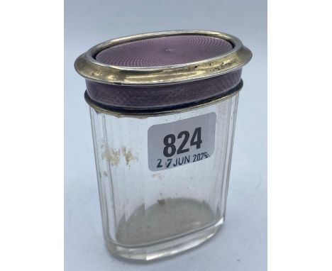 An oval enamel decorated jar from Asprey 3 inches wide London 1912