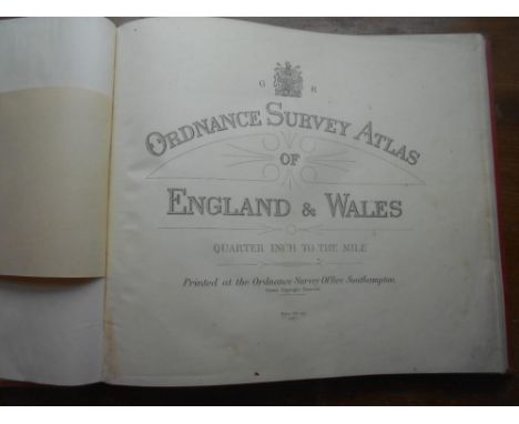 ATLAS   Ordnance Survey Atlas of England and Wales Quarter Inch to the Mile  c.1920