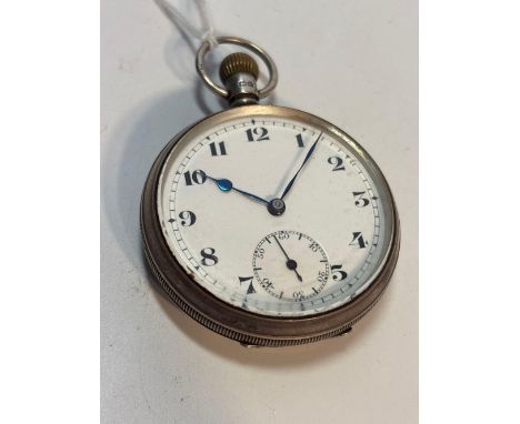 A gents silver open faced pocket watch with seconds dial