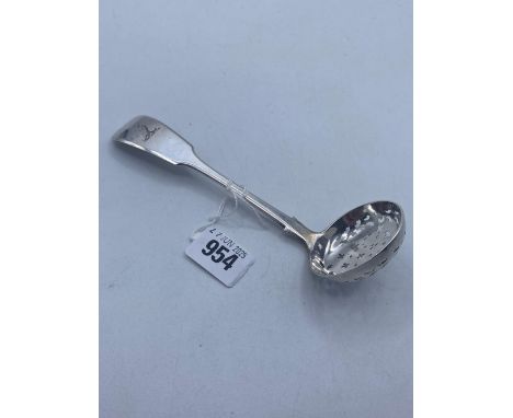 A good Exeter crested fiddle pattern caddy spoon 1837 by WRS 54g