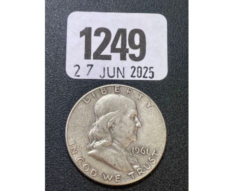 Silver USA American Benjamin Franklin 1961 half dollar coin