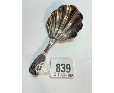 A Newcastle caddy spoon with shell bowl and stem 1807 by IW