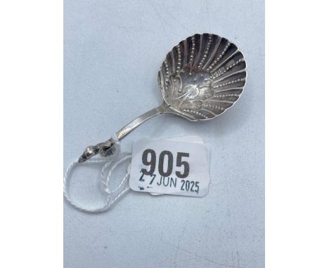 A Dutch caddy spoon with shell bowl