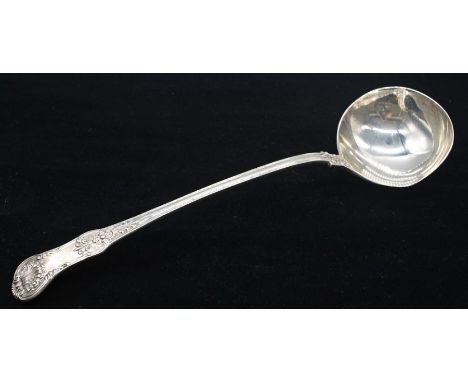 A George IV silver King's pattern soup ladle, hallmarked by William Eley, London, 1825, 9.39 ozt (292.8 grams)&nbsp;