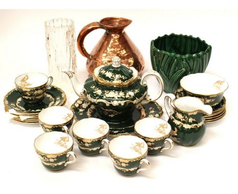 A collectors lot to include; A Spode 'Pheasant' green ground patterned tea set to include; Tea pot, milk jug, sugar bowl and 