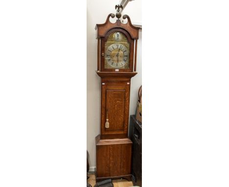 Thomas Bastard of Blandford Dorset 8 day longcase clock with a brass 12" still arch dial showing father time surrounded by tw