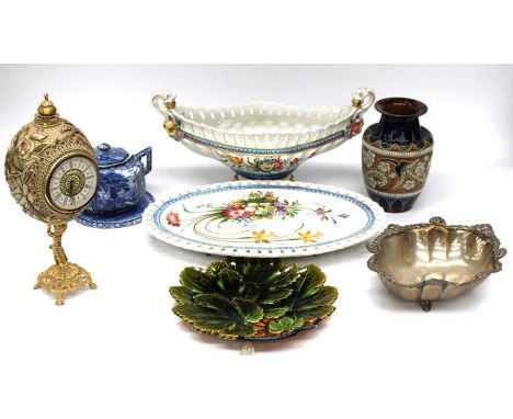 A collection of early and later 20th century porcelain and ceramics including German, Continental, Doulton, Lambeth, blue and