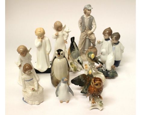 A collection of Nao, Doulton and Copenhagen porcelain figures