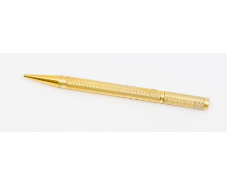Asprey & Co Ltd - a silver gilt engine turned propelling pencil, machine engraved, length approx 130mm, Birmingham 1962, Furt