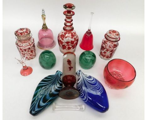 A collection of early to mid 20th century ruby and studio glass wares