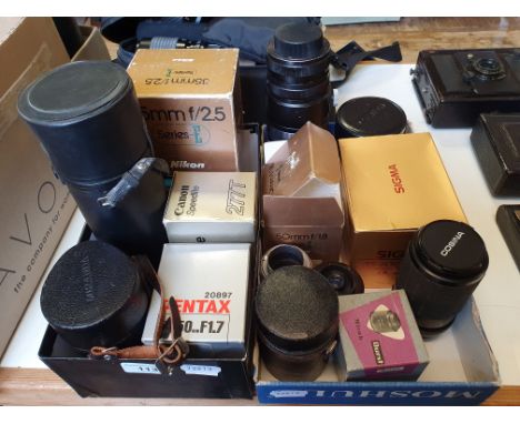 An Alto Welblick camera lens and various other camera lenses (2 boxes)Provenance: Part of a vast single owner collection of c