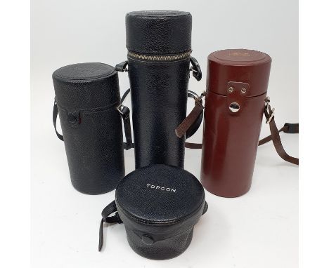 A Carl Zeiss Jena camera lens, in leather outer case, and three other camera lenses (box)Provenance: Part of a vast single ow