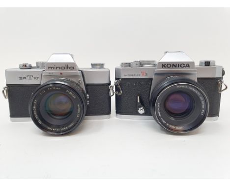 A Konica Autoflex T3 camera and a Minolta SRT 101 camera (2)Provenance: Part of a vast single owner collection of cameras, le