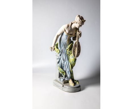 Mädchen mit Laute Albert-Ernest Carrier-Belleuse (1824 - 1887) Auf Stützsockel stehendes Mädchen mit Krone in antikisierendem