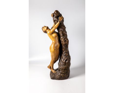 ''Andromeda'' Lorenzo Bozzi  (Entwurf),  Friedrich Goldscheider, Wien, um 1898/99 Stehender Frauenakt, an einen Baumstamm gef