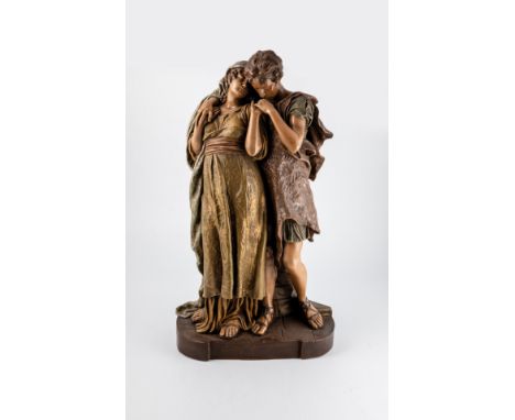 ''Erste Liebe'' G. Mayre (Entwurf), Friedrich Goldscheider, Wien, um 1898/99 Schäfer und Schäferin in antikisierendem Gewand 