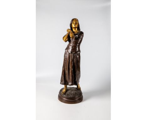Raoul Francois Larche 1860 St. Andre-de Cubzac - 1912 Paris Jeanne d'Arc. Bronze, partiell vergoldet. Auf der Plinthe signier