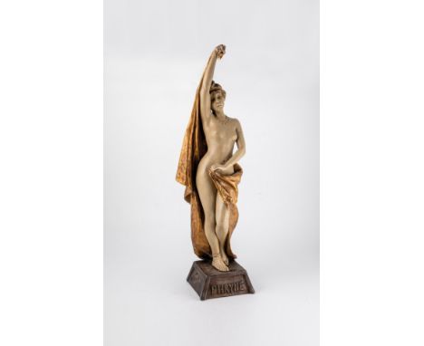 ''Phryne'' Emanuel Villanis (Entwurf), König &amp; Lengsfeld, Köln-Lindenthal, um 1900 Stehender junger Frauenhalbakt auf hoh