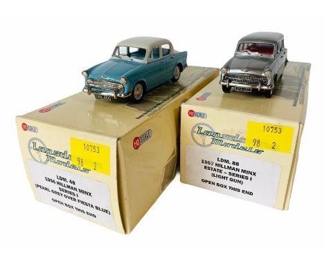 2x Lansdowne Models / Brooklin Models 1:43 Scale White Metal Model Cars. Lot includes: LDM.88 1957 Hillman Minx Estate Series