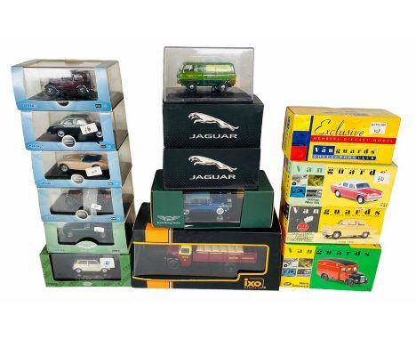 15x 1:43 Scale Cars, Vans and Trucks. Examples from IXO, Vanguards and Oxford etc. All models are boxed, outer boxes subject 